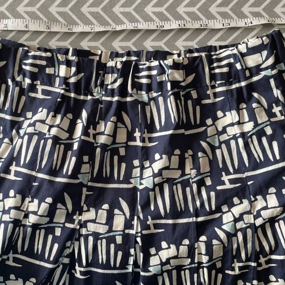 Tory Burch Navy A-Line Pleated Skirt Blue Off-White Abstract Boho, Women Size 8 - Picture 8 of 9